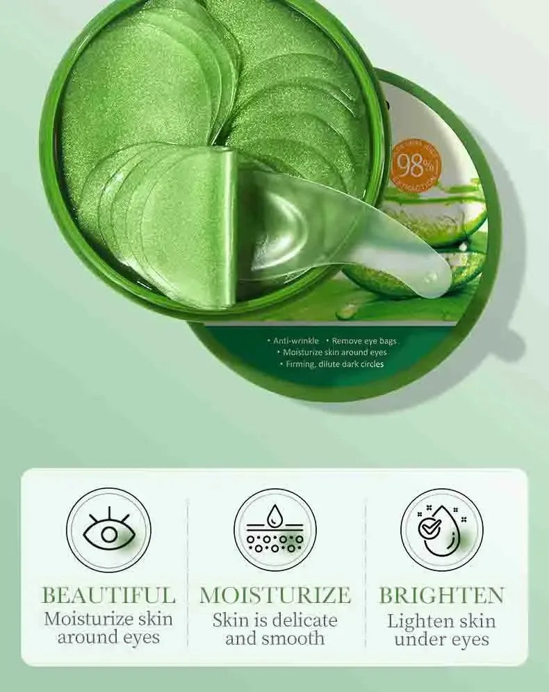 Aloe Vera Collagen Eye Mask 60pcs Anti-Dark Circles Moisturising Anti-Wrinkle Eye Patches for Skin Care, 60pcs