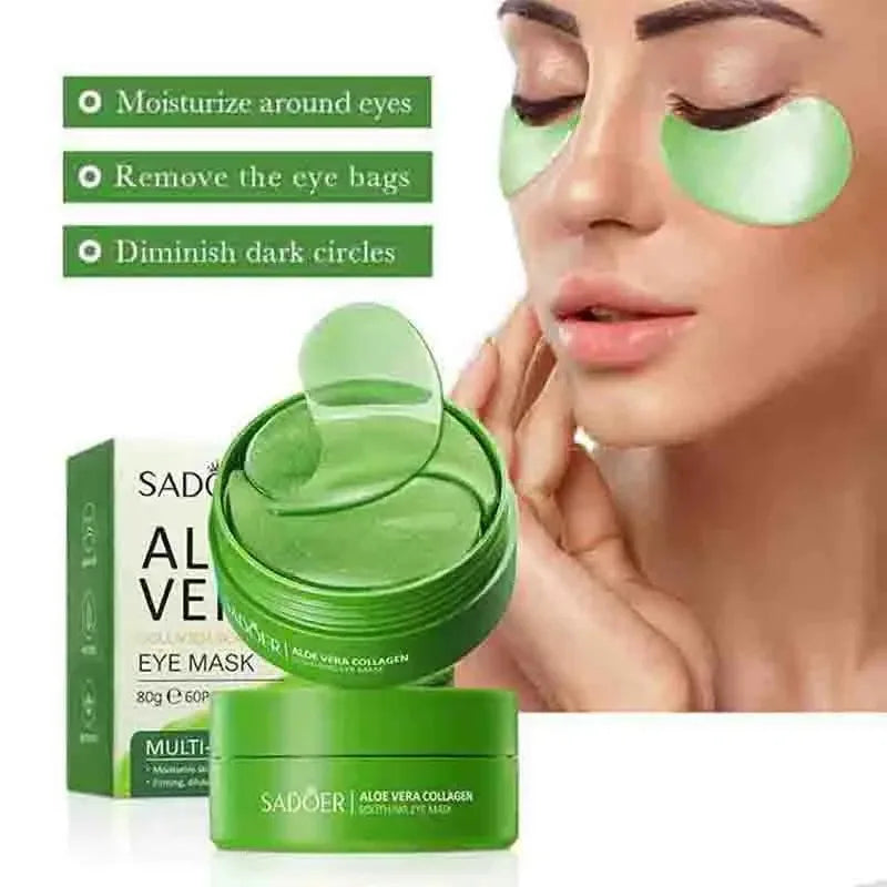 Aloe Vera Collagen Eye Mask 60pcs Anti-Dark Circles Moisturising Anti-Wrinkle Eye Patches for Skin Care, 60pcs