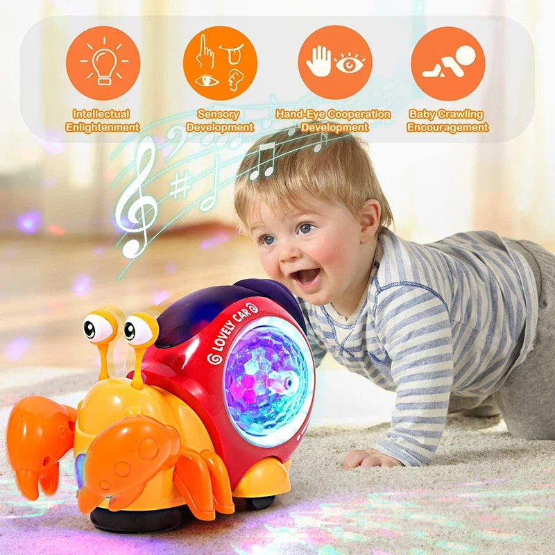 Interactive Crawling Crab Baby Toy with Music and Light Interactive Musical Entertainment for Toddlers and Kids