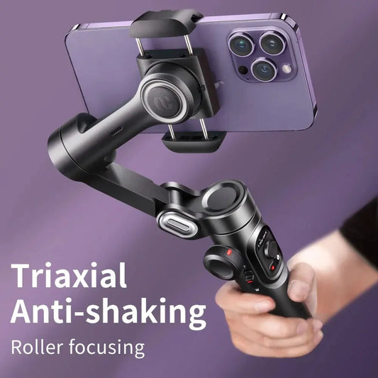 Foldable 3-Axis Gimbal Stabiliser for Smartphones Handheld Anti-Shake Video Recorder for iPhone and Android PTZ Vlog Tool